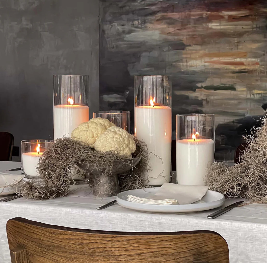 GLASS CYLINDERS FOR CANDLES + CANDLE SAND